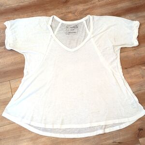 Free People Oversized Distressed Burnout V-neck Tee, S